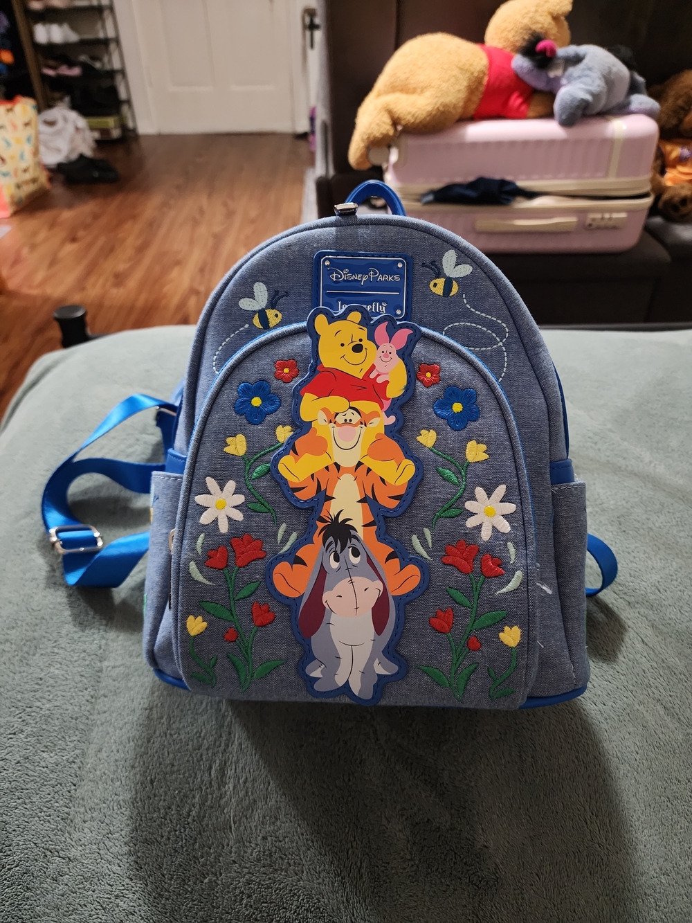 Disney Denim Blue Winnie the Pooh Stack Mini Backpack